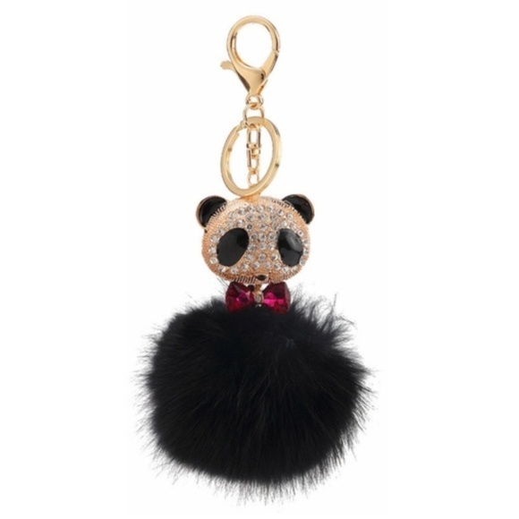 Cinderella's Closet Accessories - Adorable Panda Pom Pom Handbag Charm/Keychain